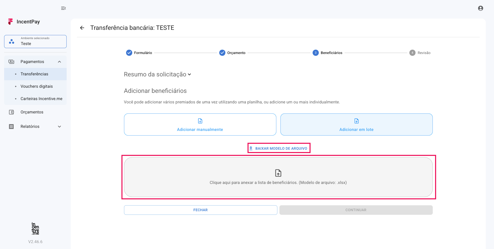 Upload em Lote